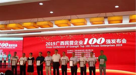 喜報！廣西裕達控股集團榮獲“2019年廣西民營企業(yè)” 第25強